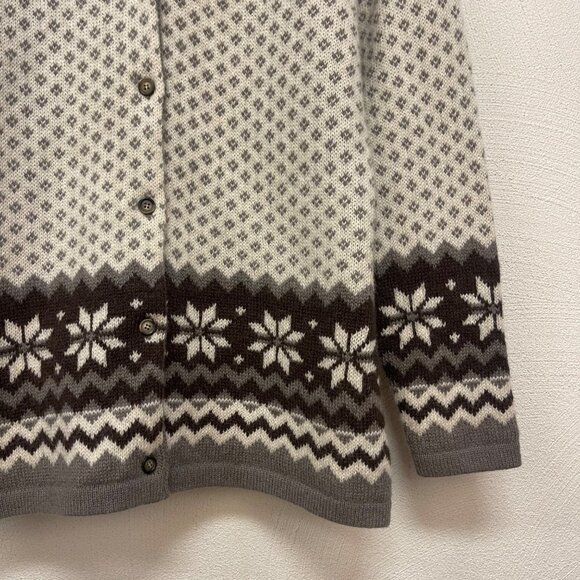 Vintage Sinclair Casual Knit Wool Gray & Creme Nordic Cardigan sz L (42-44) - Picture 4 of 8
